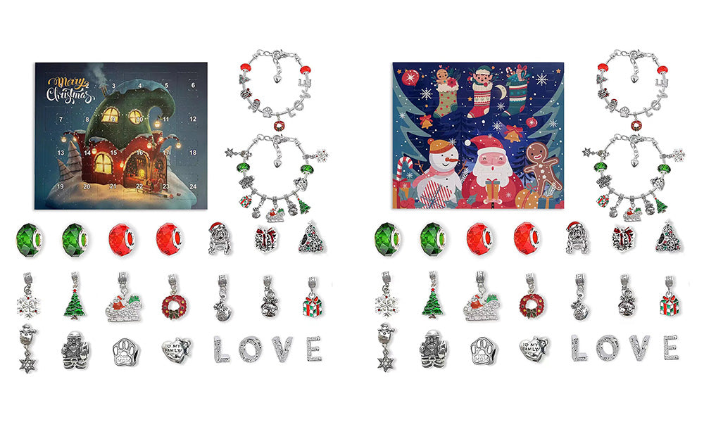 24 Day Christmas Countdown Calendar DIY Bracelet Making Kit with Surprise Accessories