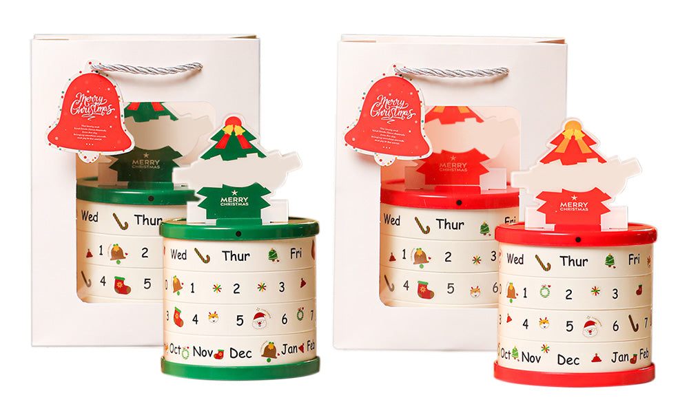 Christmas Apple Gift Box with Rotating Calendar and Storage Compartment