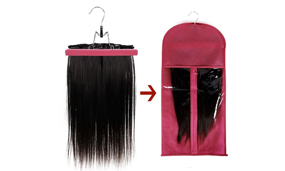 2 PCS Nonwoven Wig Storage Bags with Transparent Windows and Hanger