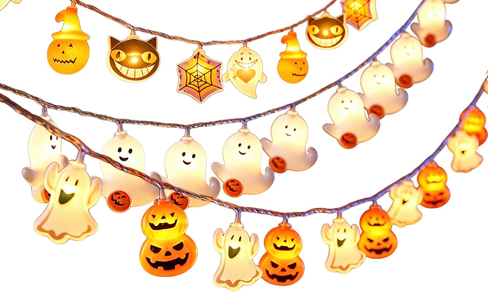USB Halloween Ghost LED String Lights 4 Point 5m 30 Bulbs Decoration