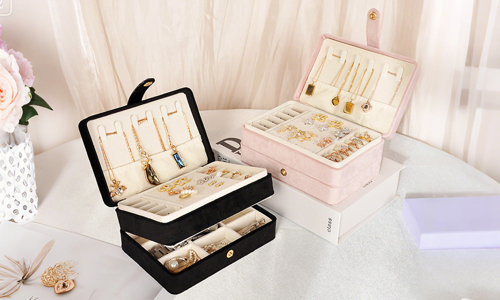 Jewelry Box Portable Storage Organizer for Rings Necklaces Earrings