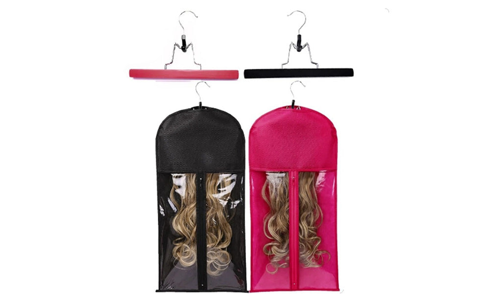 2 PCS Nonwoven Wig Storage Bags with Transparent Windows and Hanger