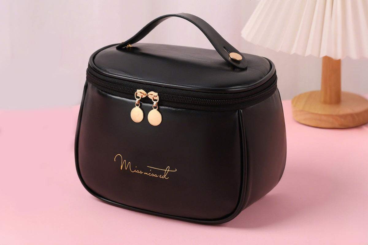 Large Capacity Waterproof PU Travel Makeup Bag Cosmetic Organizer with Brush Holder