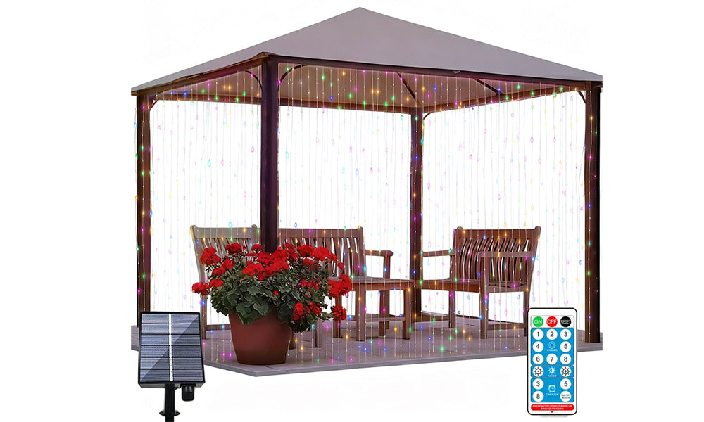 LED Copper Wire Solar Curtain String Lights for Outdoor and Indoor Use