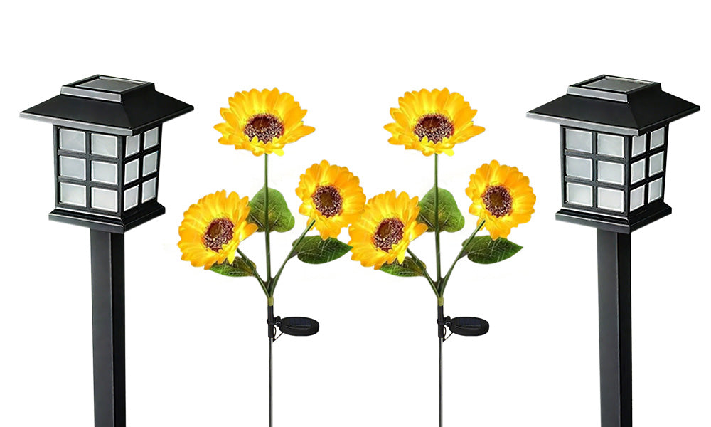 Solar Outdoor Garden Lights Sunflower and House Decorative Light