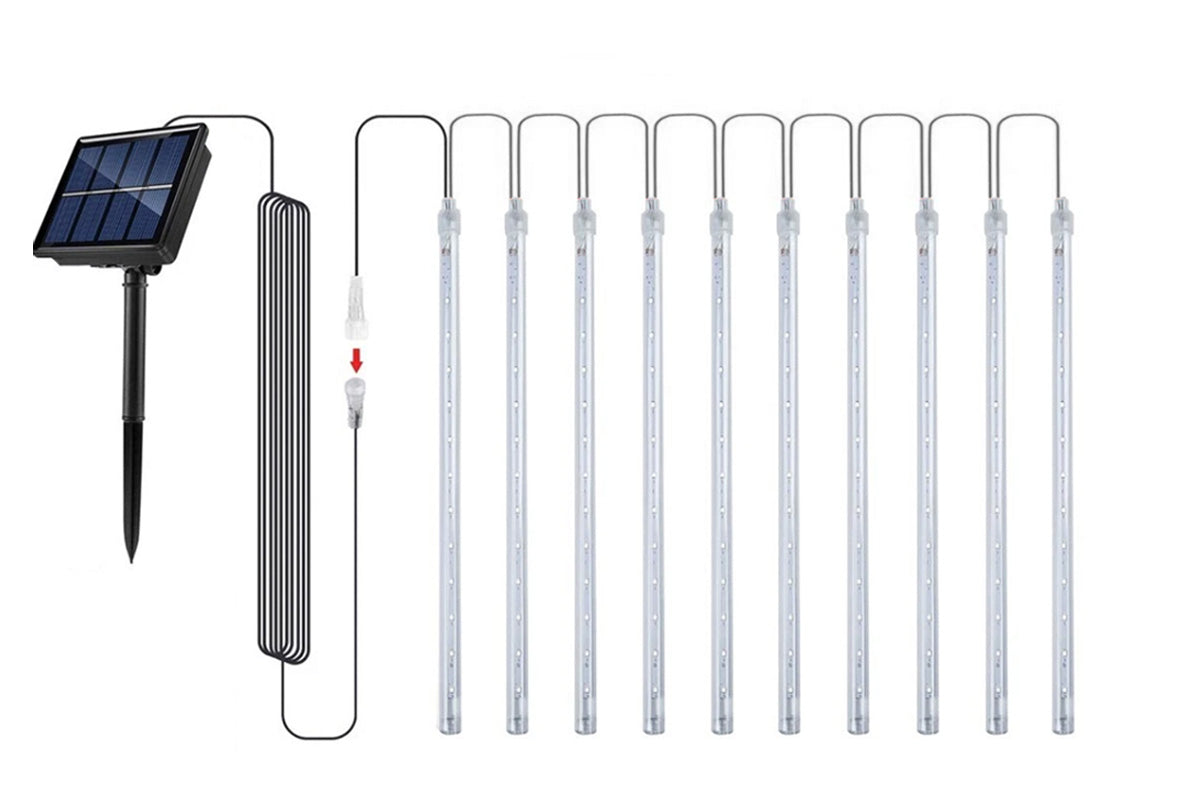 LED Meteor Shower Raindrop String Lights Solar Powered for Outdoor Decoration