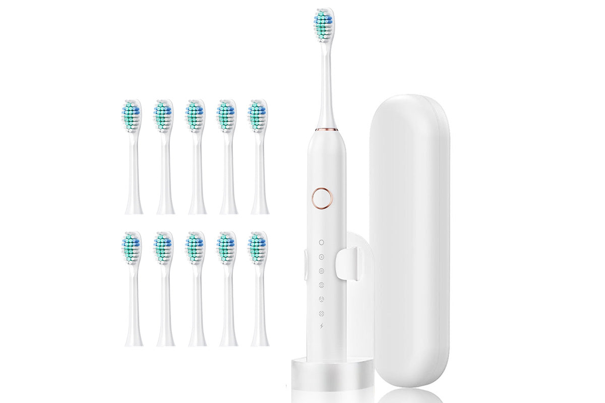 6-Mode Electric Toothbrush with 10 Brush Heads Rechargeable Toothbrush Set for Home Travel