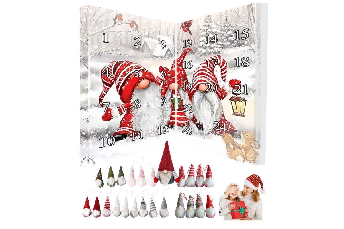 Christmas Gnomes Advent Calendar 24-day Countdown Calendar Dwarf Ornaments Set