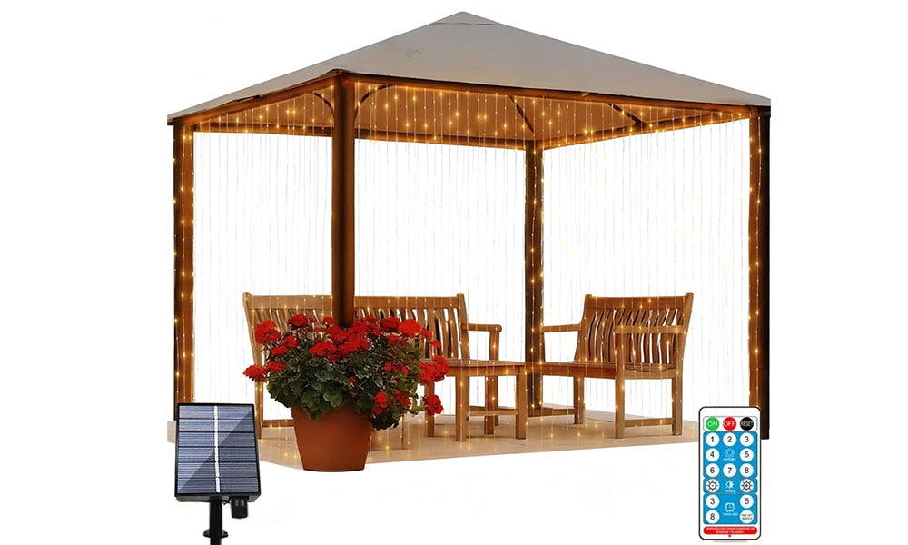 LED Copper Wire Solar Curtain String Lights for Outdoor and Indoor Use