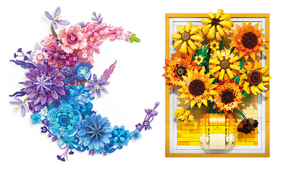 Flower Series DIY Building Blocks Puzzle for Home Office Decoration