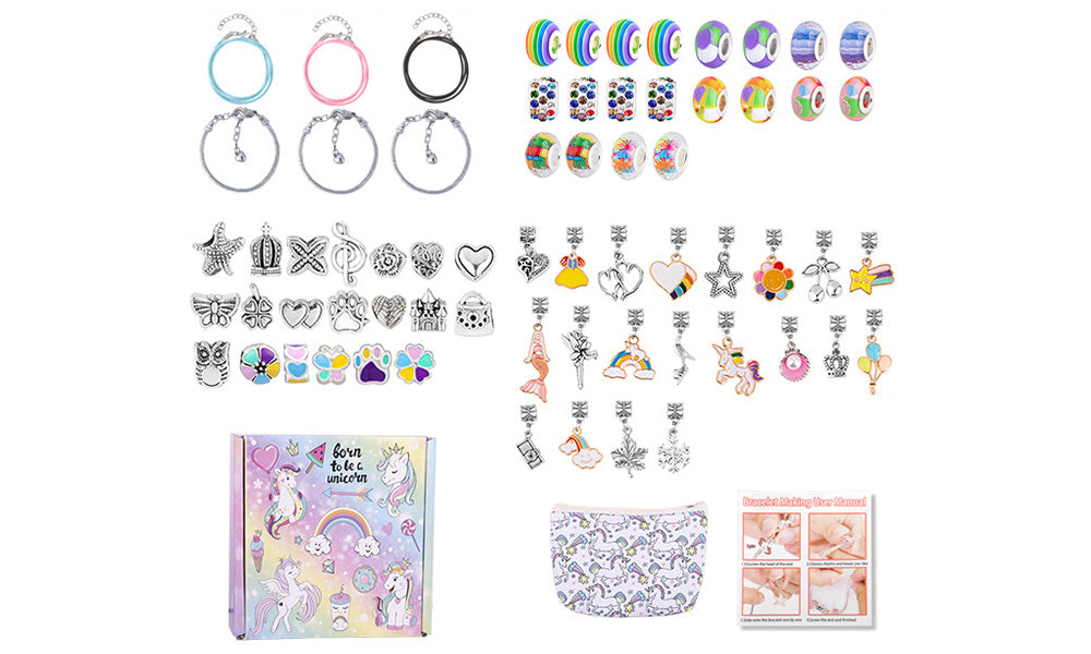 DIY Kids Bracelet Making Kit with Charms and Beads Jewelry Set for Girls Gifts