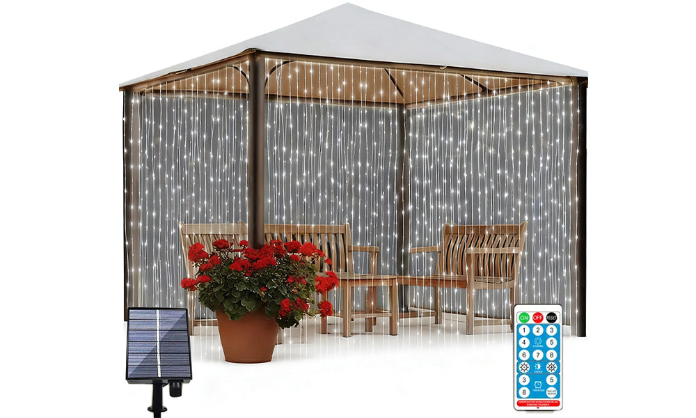 LED Copper Wire Solar Curtain String Lights for Outdoor and Indoor Use