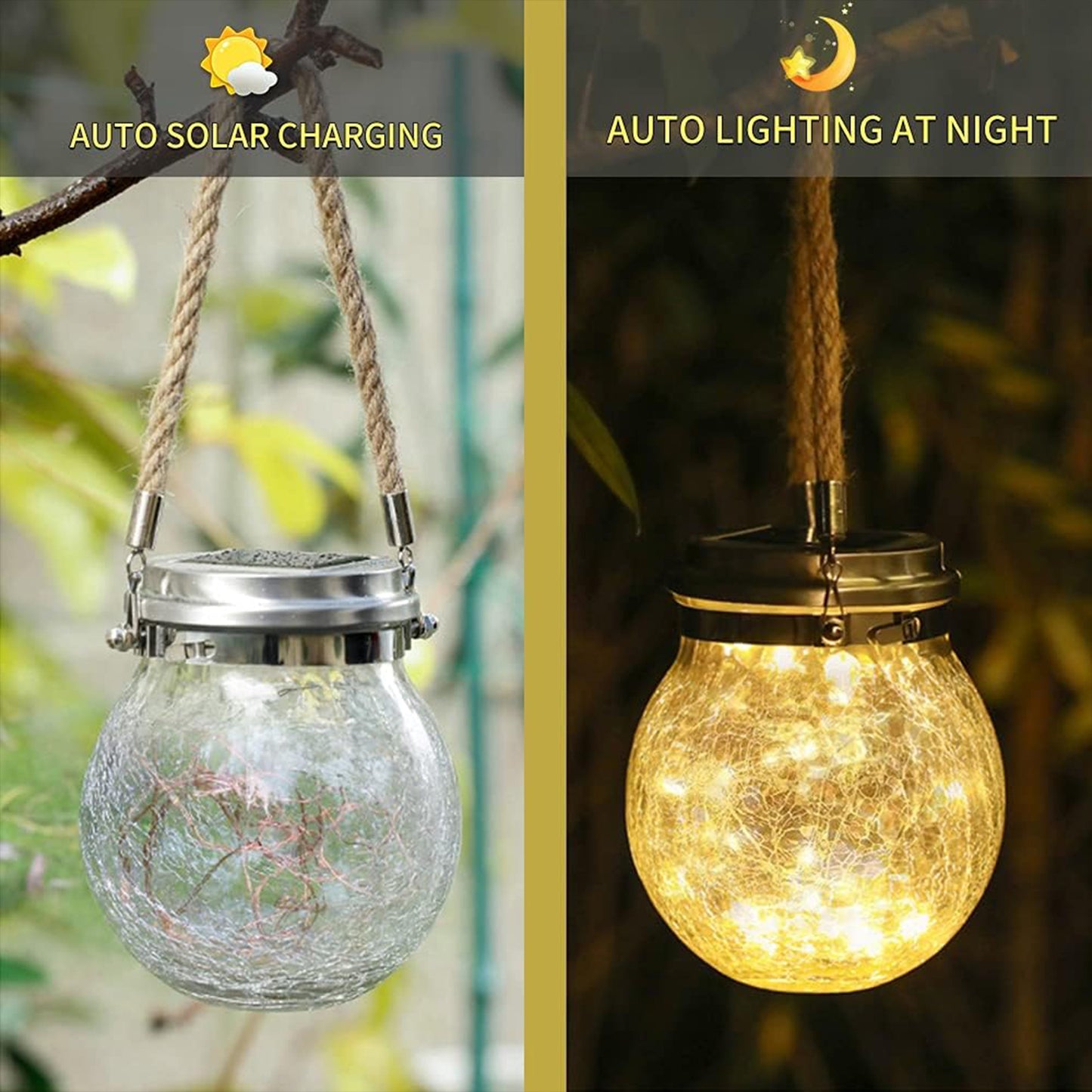 30LED Solar Light Hanging Outdoor Decoration Glass Bottle Lantern
