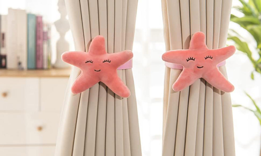 4 PCS Plush Starfish Curtain Tiebacks for Boys Girls Rooms