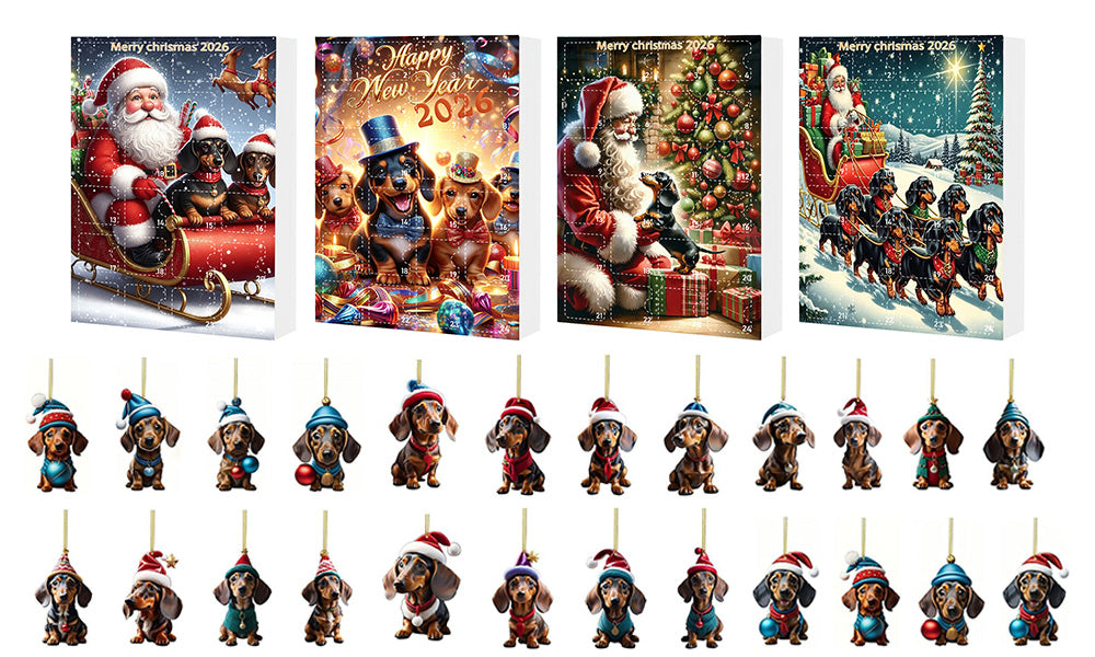 24 Day Christmas Advent Calendar Dachshund Acrylic Hanging Decorations