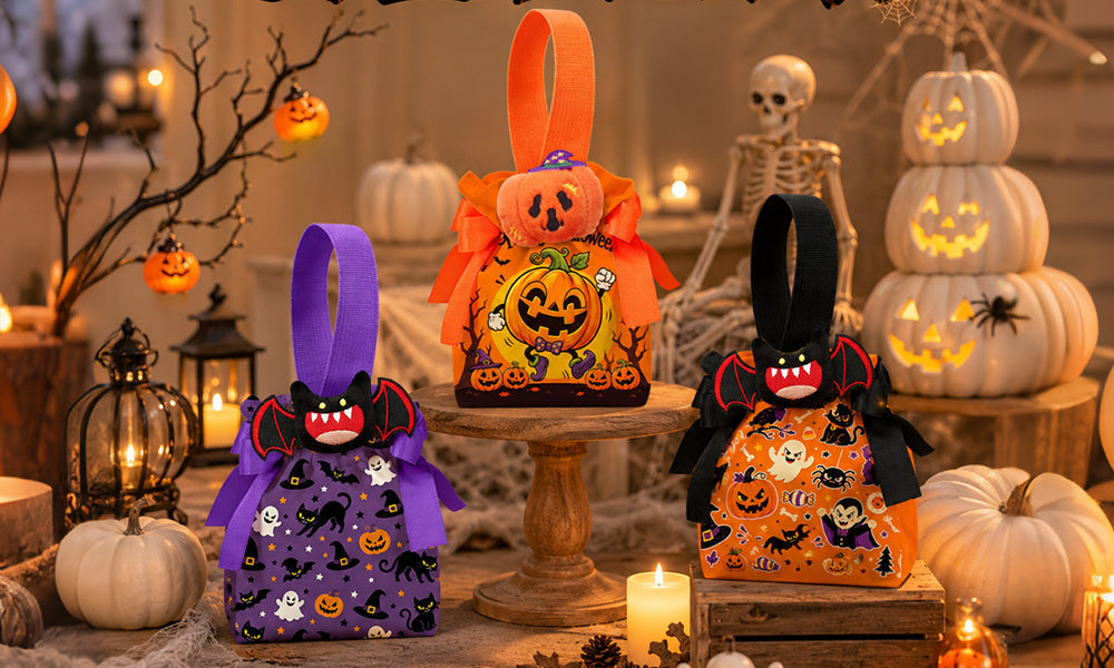5 PCS Halloween Pumpkin Canvas Candy Gift Bags