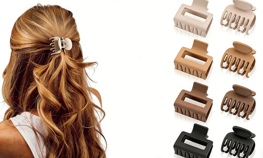 8 Piece Non-Slip Hair Claw Clips Set with Rectangular Design