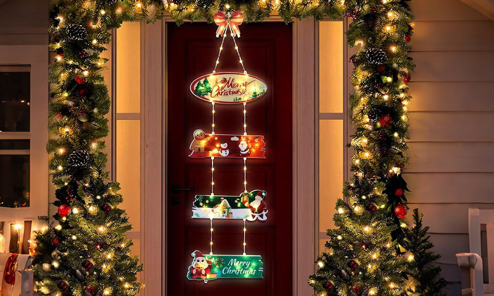 Christmas Door Light with 8 Modes for Home Holiday Decoration