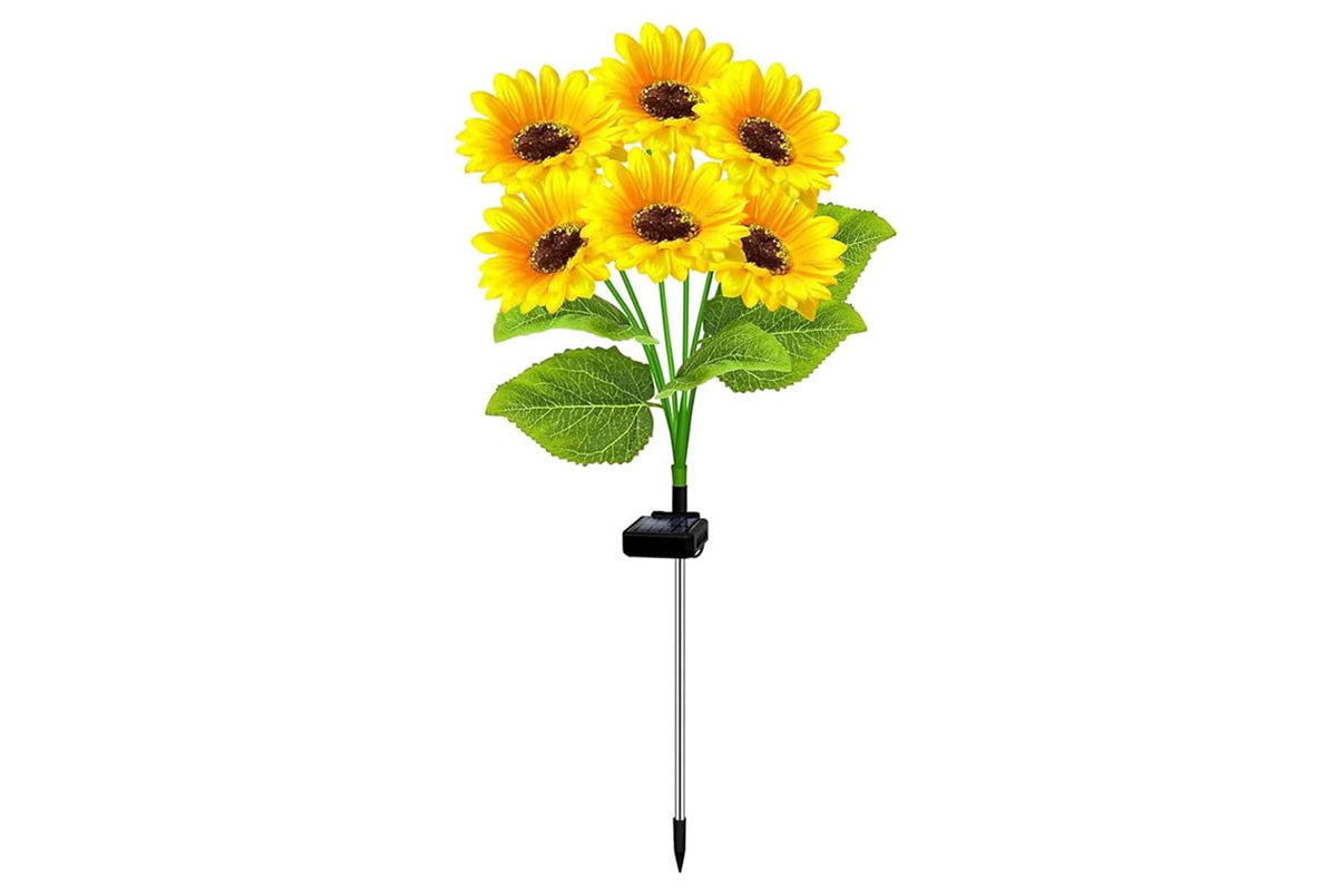 2 Pcs Solar Sunflower Lights for Outdoor Garden Patio Lawn Waterproof