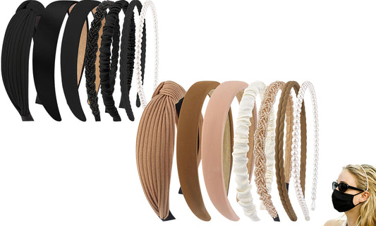 7 Piece Retro Pearl and Ribbon Hair Headband Set for Women