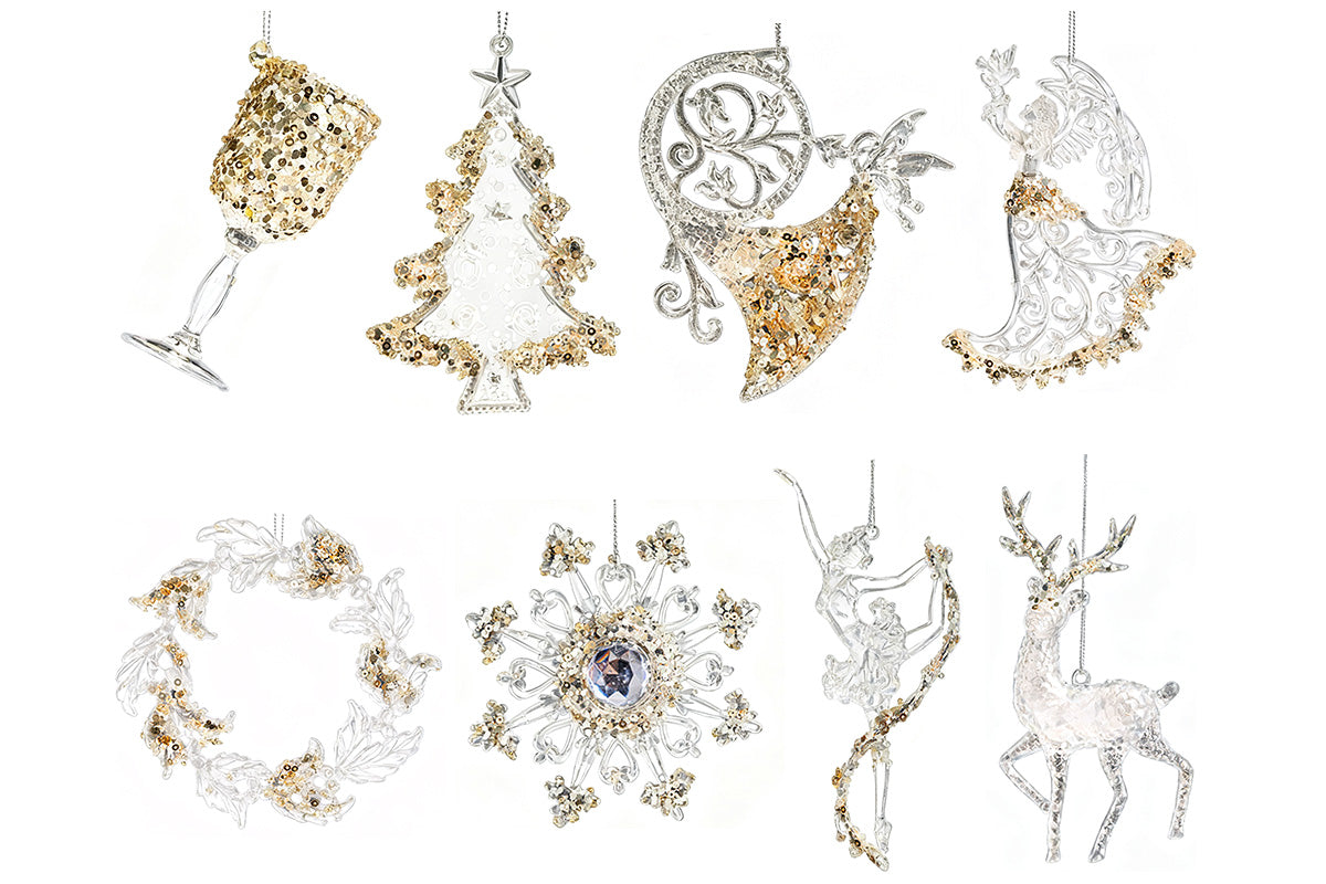 8PCS Christmas Acrylic Snowflake Hanging Ornament XMAS Tree Decoration Pendant