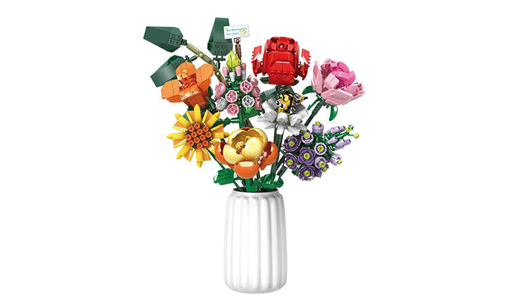 DIY Building Block Flower Bouquet Decorative Toy Set Gift