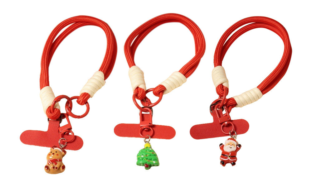 3/6PCS Red Christmas Wrist Straps Phone Case Lanyards and Keychains