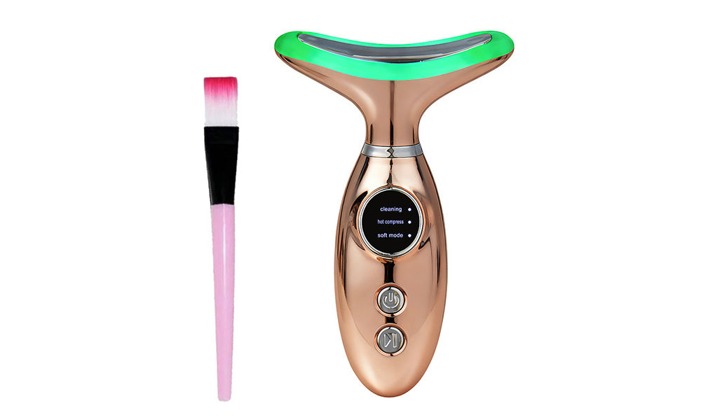 4-in-1 Facial and Neck Beauty Device for Cleansing Massage and Light Therapy