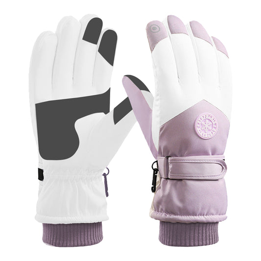 Womens Winter Warm Ski Gloves Touch Screen Snow Gloves Plush Riding Gloves Purple