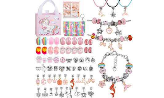 DIY Kids Bracelet Making Kit with Charms and Beads Jewelry Set for Girls Gifts