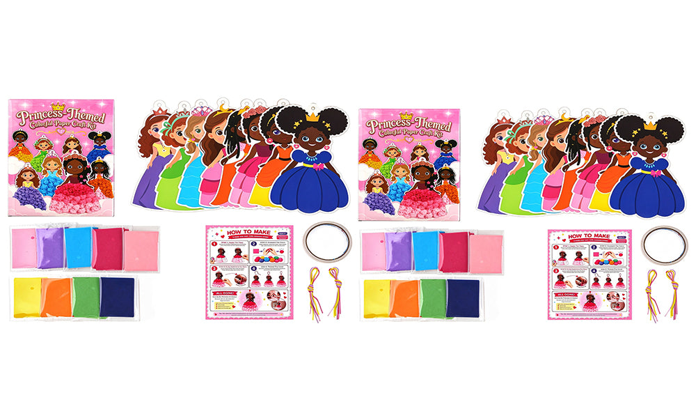 1/2PCS Set DIY 3D Princess Paper Craft Set with 8 Puffy Dress Designs for Youngsters