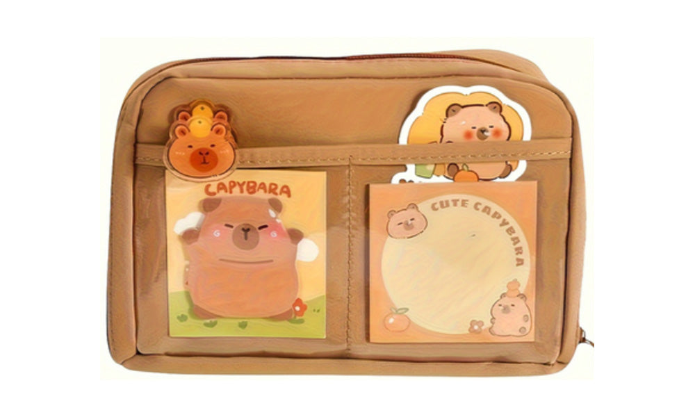 Cartoon Capybara Pencil Case Large Capacity Oxford Cloth Pen Bag