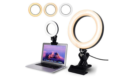 Video Conference Lighting Kit Dimmable LED Ring Light with Clip