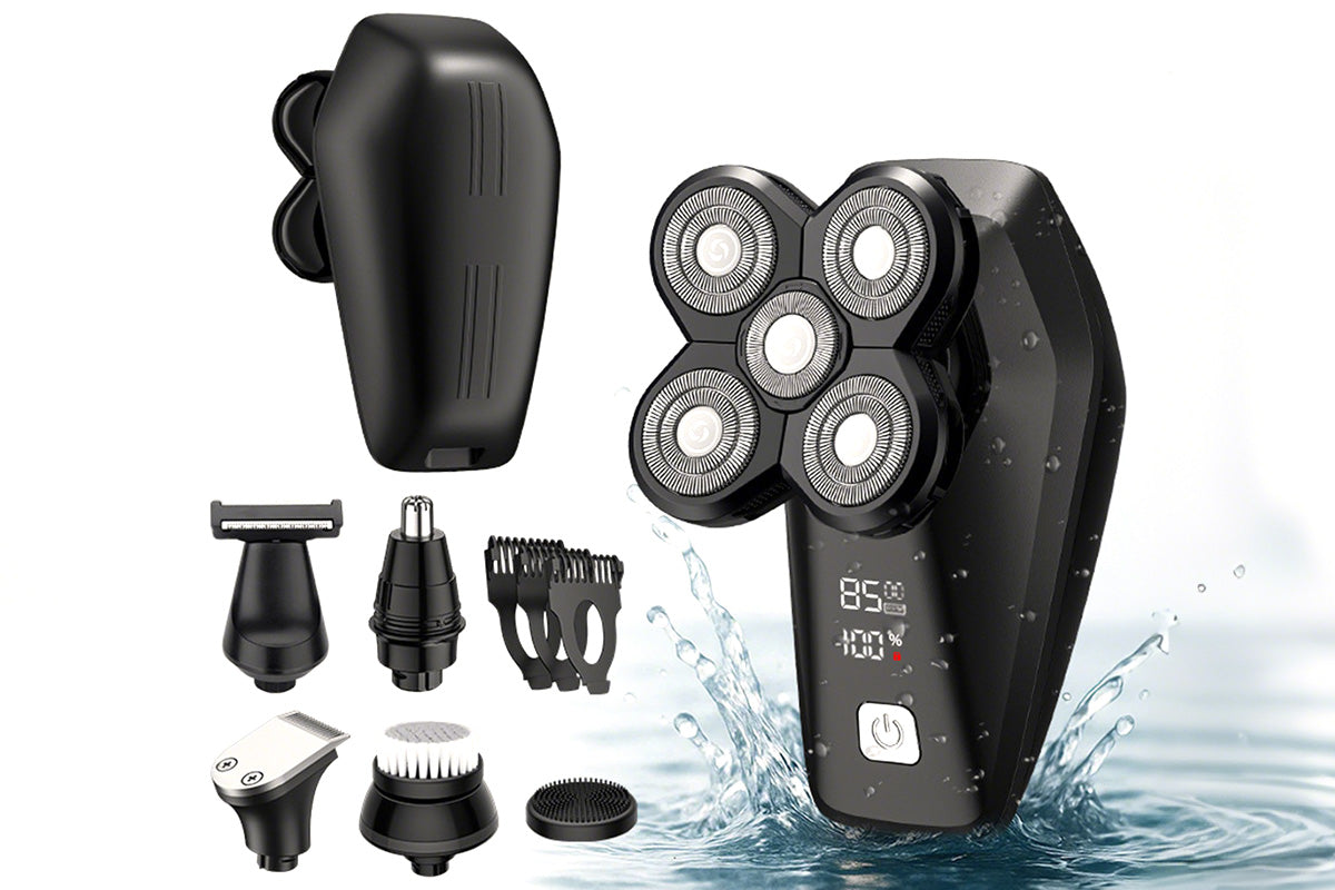 Head Shavers for Bald Men 6in1 Electric Razor IPX6 Waterproof Shaving Grooming Kit