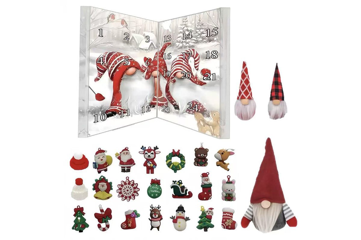 Christmas Gnomes Advent Calendar 24-day Countdown Calendar Dwarf Ornaments Set