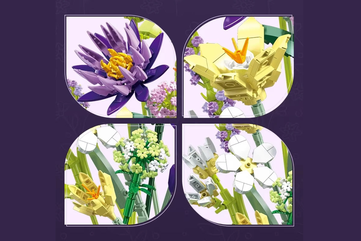 Flower Bouquet Model Building Blocks Toy DIY Assembly Play Set