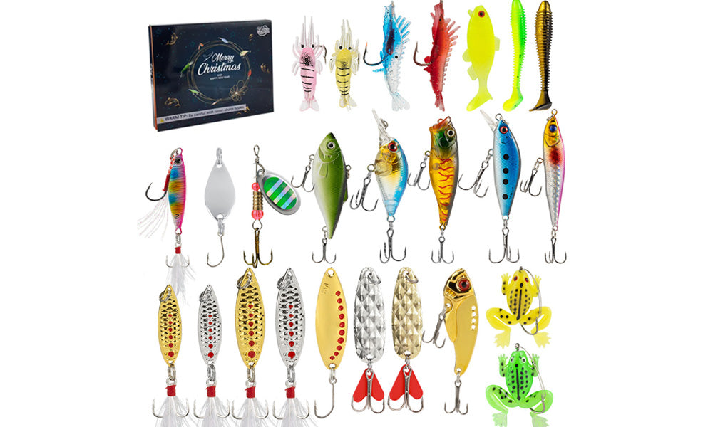24-Piece Fishing Lure Gift Set with Assorted Sizes and Shapes