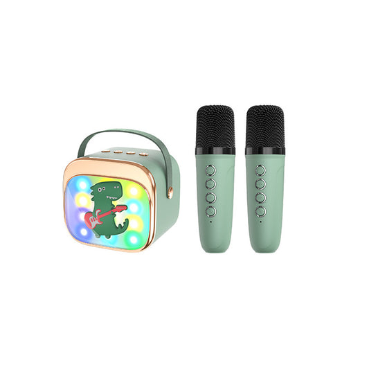 Wireless Bluetooth Karaoke Speaker with Dual Microphones Portable LED Light Music Player