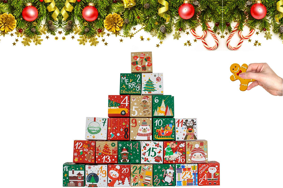 24Pcs DIY Christmas Theme Packing Box for Candy Make Your Own Advent Calendar