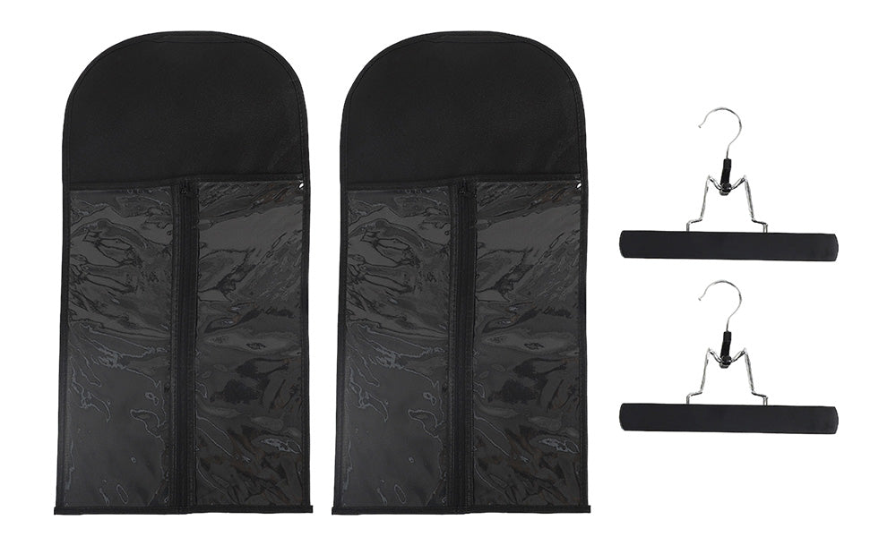 2 PCS Nonwoven Wig Storage Bags with Transparent Windows and Hanger