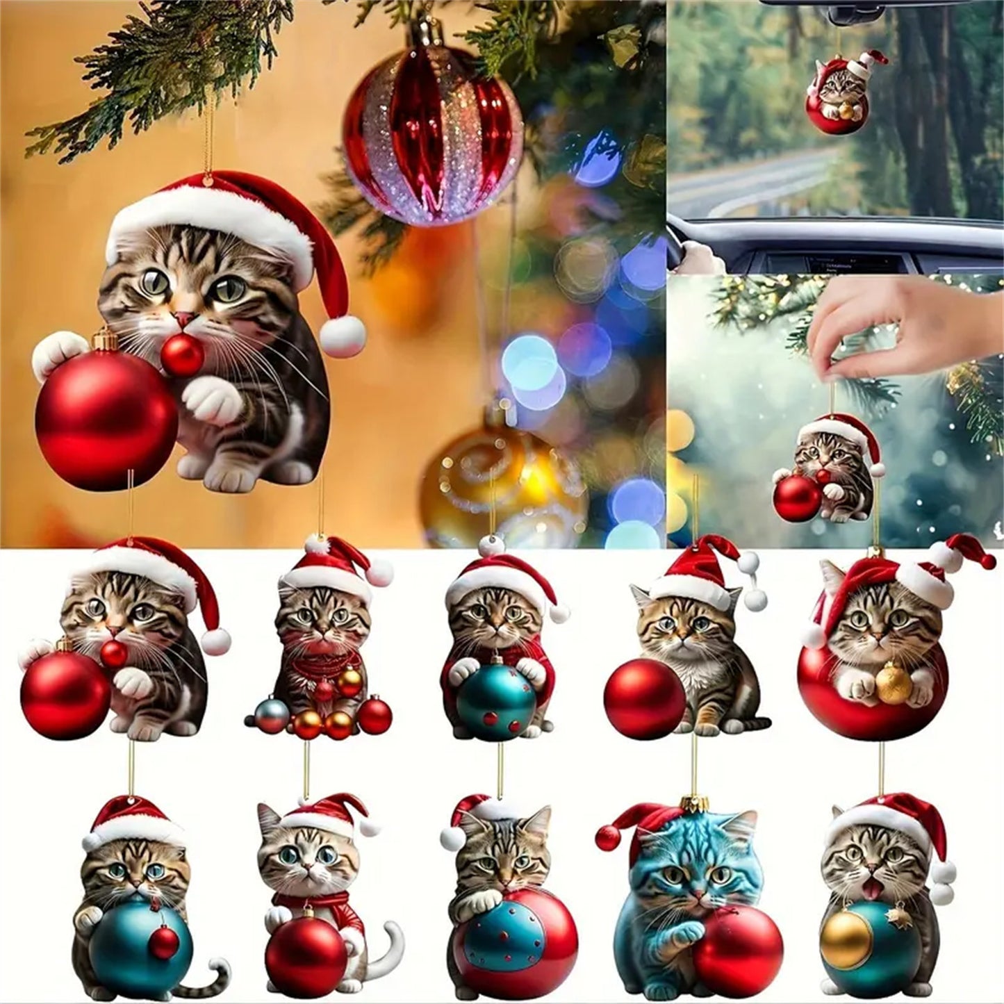2D Acrylic Cat Christmas Ornaments 24 Days Calendar Blind Box