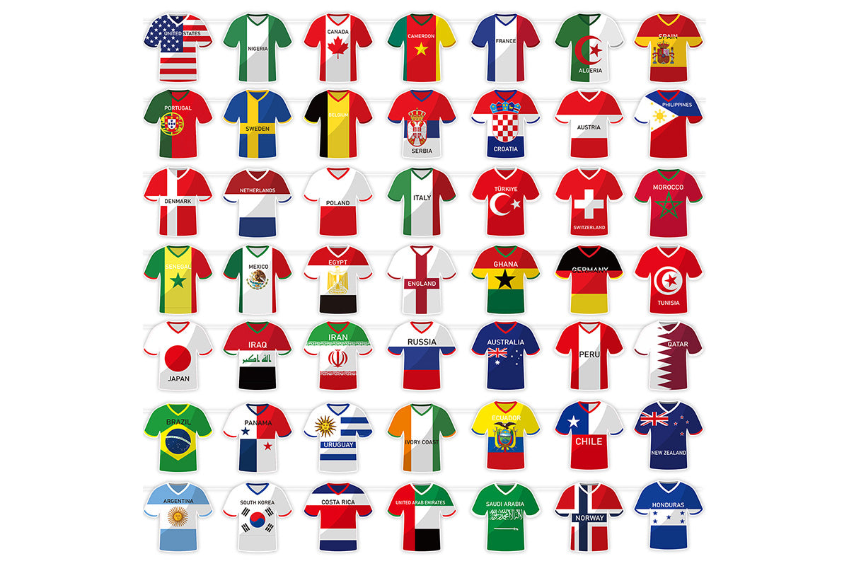49 Pcs World Cup Party Bunting Soccer Jersey Flag Pennant Banner for Sports Theme Decor
