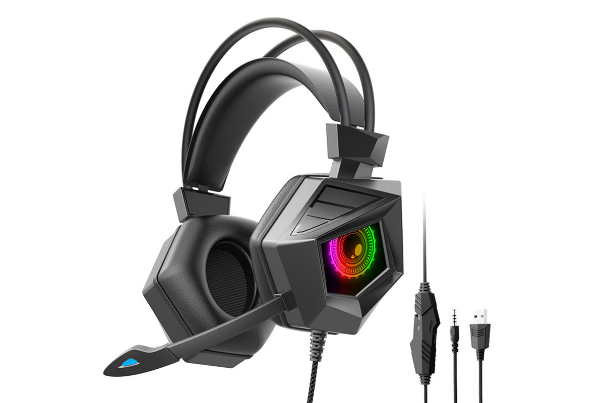 Wired RGB Gaming Headset with Microphone 3.5mm USB for PC PS5 Xbox