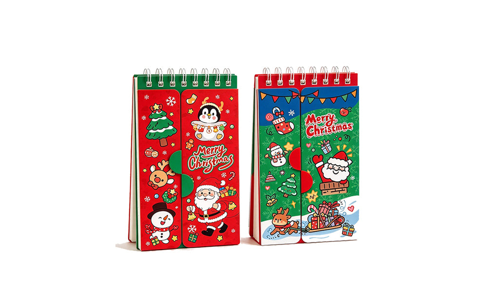 2/4PCS Christmas Spiral Vocabulary Pocket Notebooks 80 Sheets