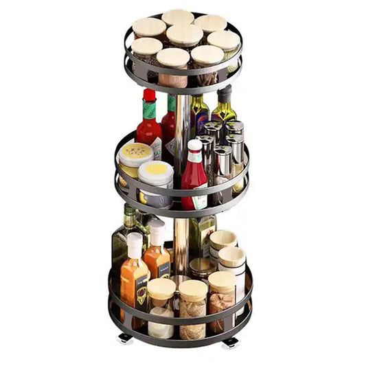 3 Tier Lazy Susan Turntable Carbon Steel Rotating Spice Holder Kitchen Pantry Cabinet Organizer