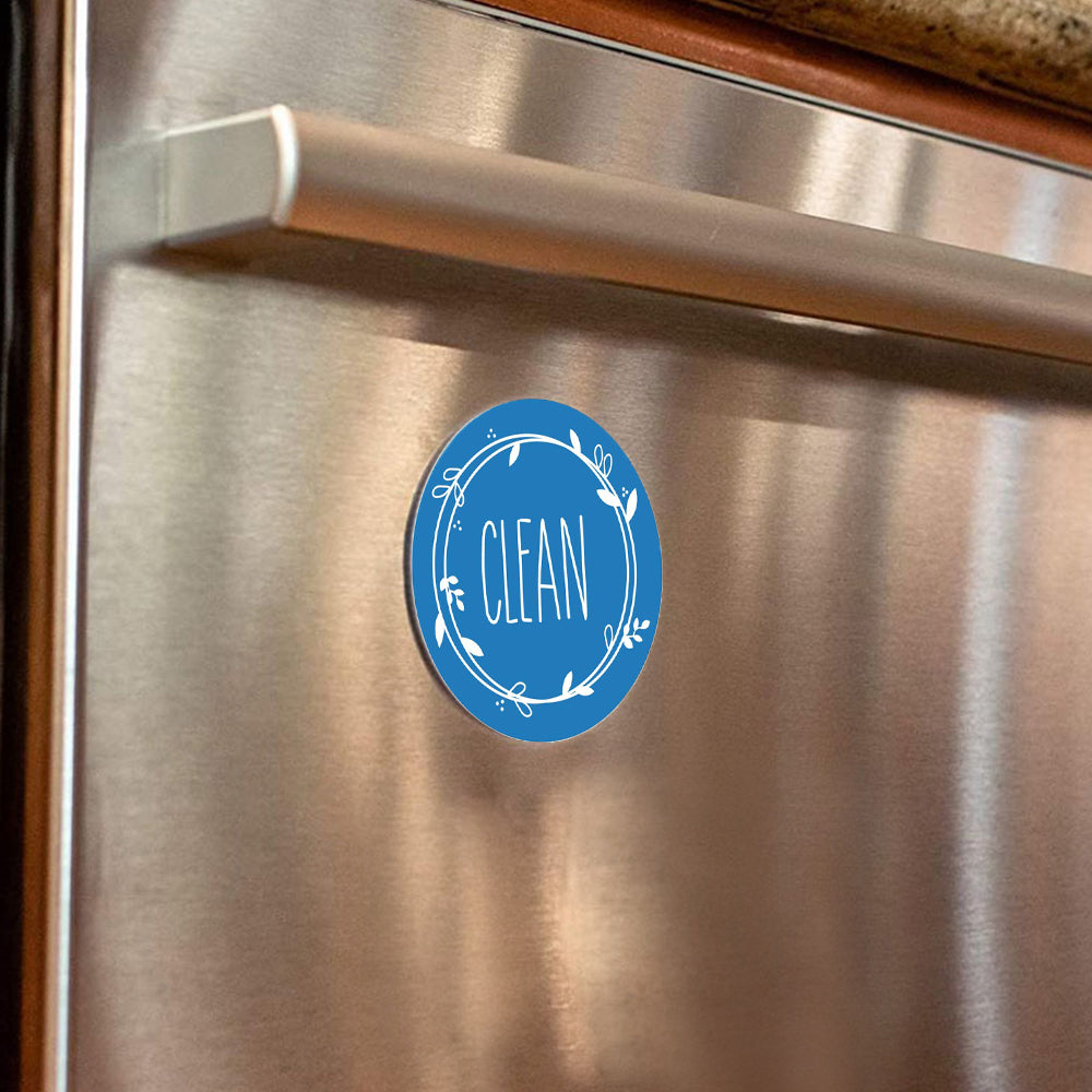 2 X Round Magnetic Dishwasher Clean Dirty Sign Non-Scratch Clean Dirty Indicator