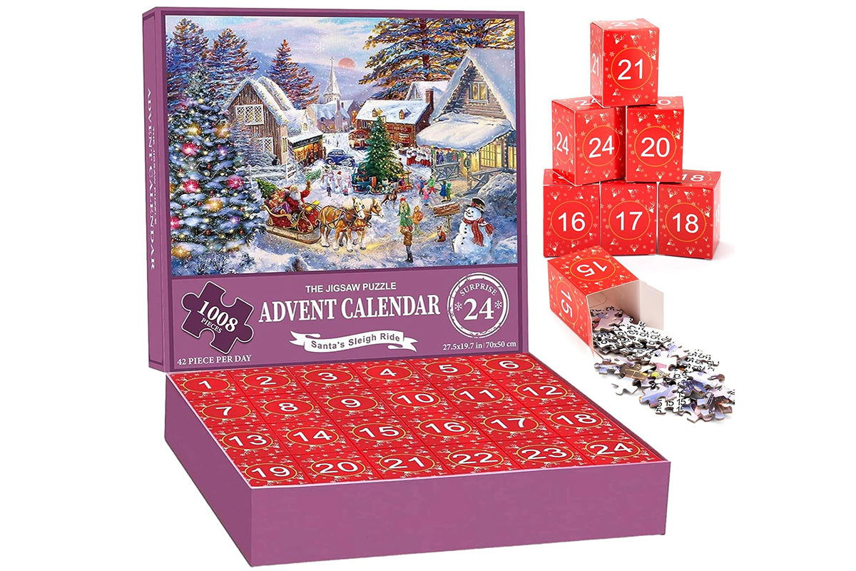 24 Days Christmas Advent Calendar 1008 Pcs Jigsaw Puzzles Countdown Calendar Blind Box