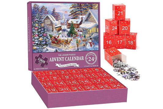 24 Days Christmas Advent Calendar 1008 Pcs Jigsaw Puzzles Countdown Calendar Blind Box