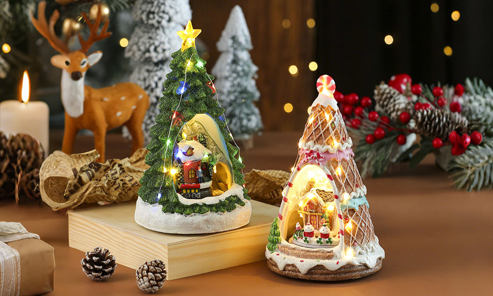 USB Powered Light Up Christmas Music Night Light with RunningTrain Xmas Decor