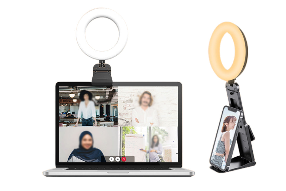 Ring Light with Stand for Desk Clip On LED Selfie Light Desktop for Zoom Meeting